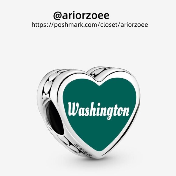 Pandora Washington State Scene Heart Charm|Pendant - Picture 1 of 2